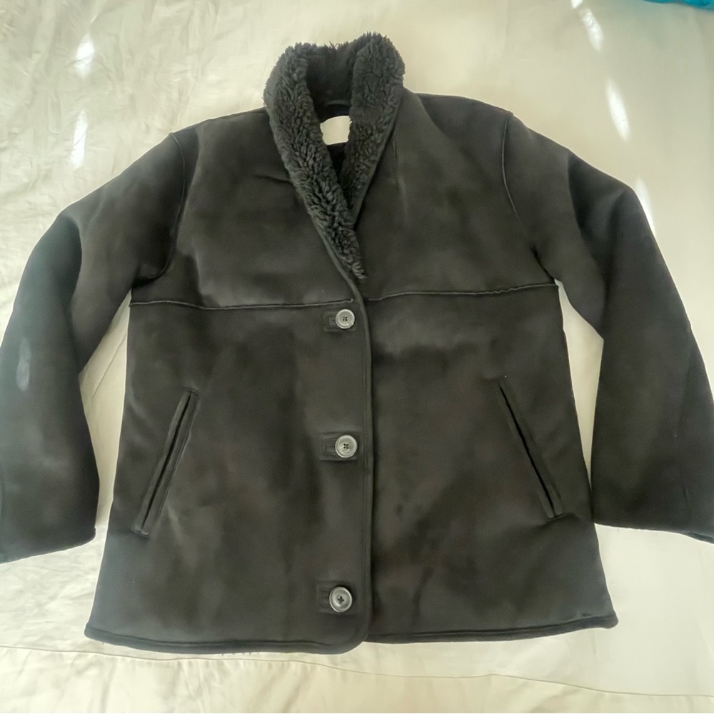 ARITZIA Wilfred Free Deanna Stallion Sherpa Jacket Button-Up Coat Black Sz S - Picture 14 of 15